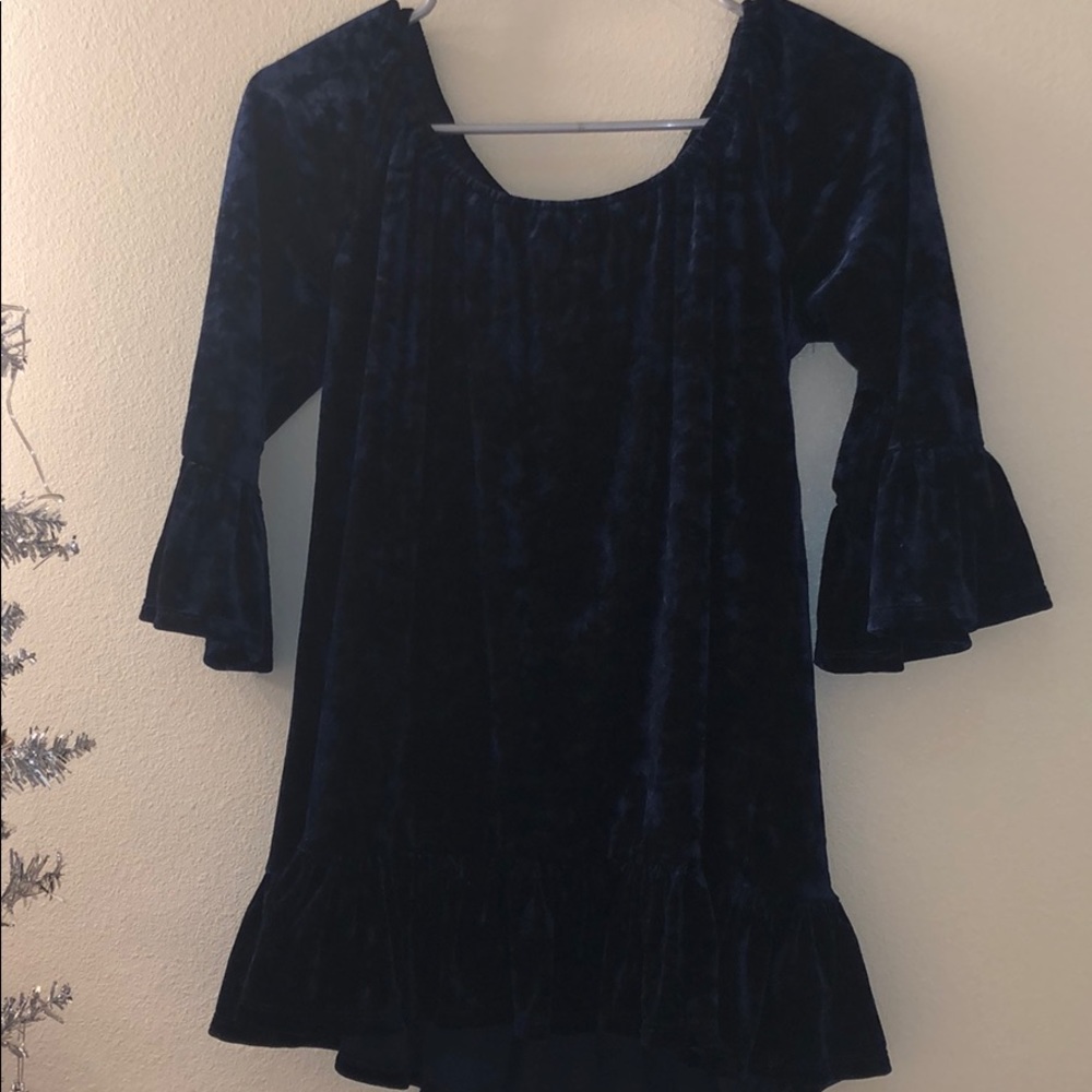 A velvet navy blue long shirt